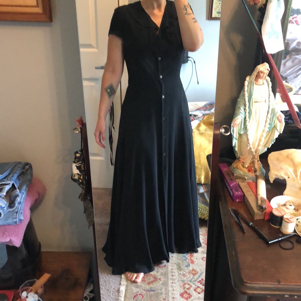 Ralph Lauren silk vintage 90s button down maxi dress